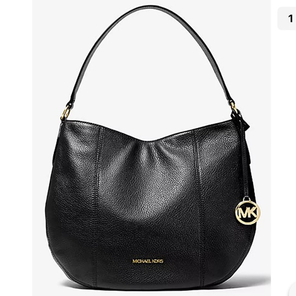 MICHAEL KORS BROOKE LARGE HOBO SHLDR LEATHER BLACK COLOR - Picture 4 of 16